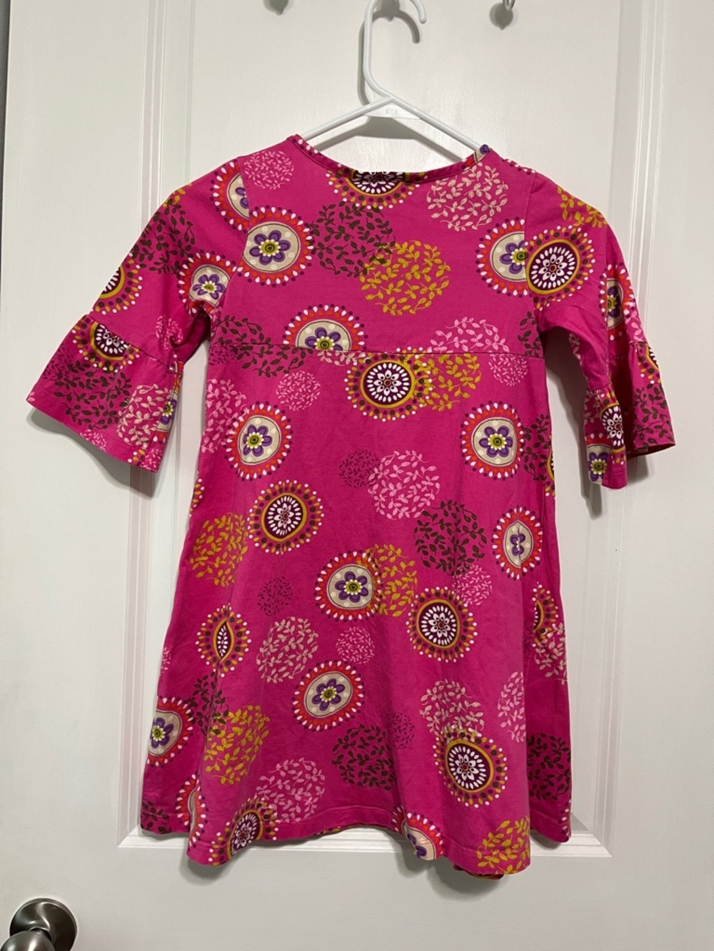 Hanna Andersson Fuchsia Floral Circle-Print Dress Sz 5 - Picture 3 of 5